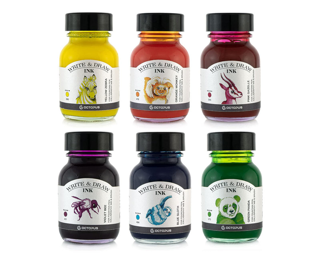 Octopus Write and Draw Ink Set CARNIVAL, wasserfeste Tinte zum Schreiben und Zeichnen, Kalligraphiet