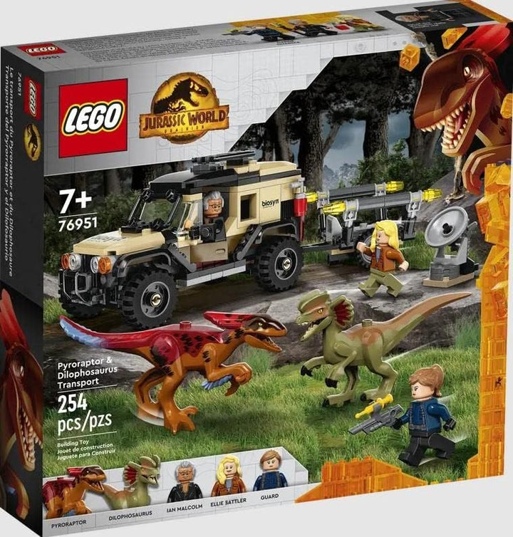 LEGO 76951 Jurassic World Pyroraptor & Dilophosaurus Transport, Dinosaurier Spielzeug, Spielzeugauto