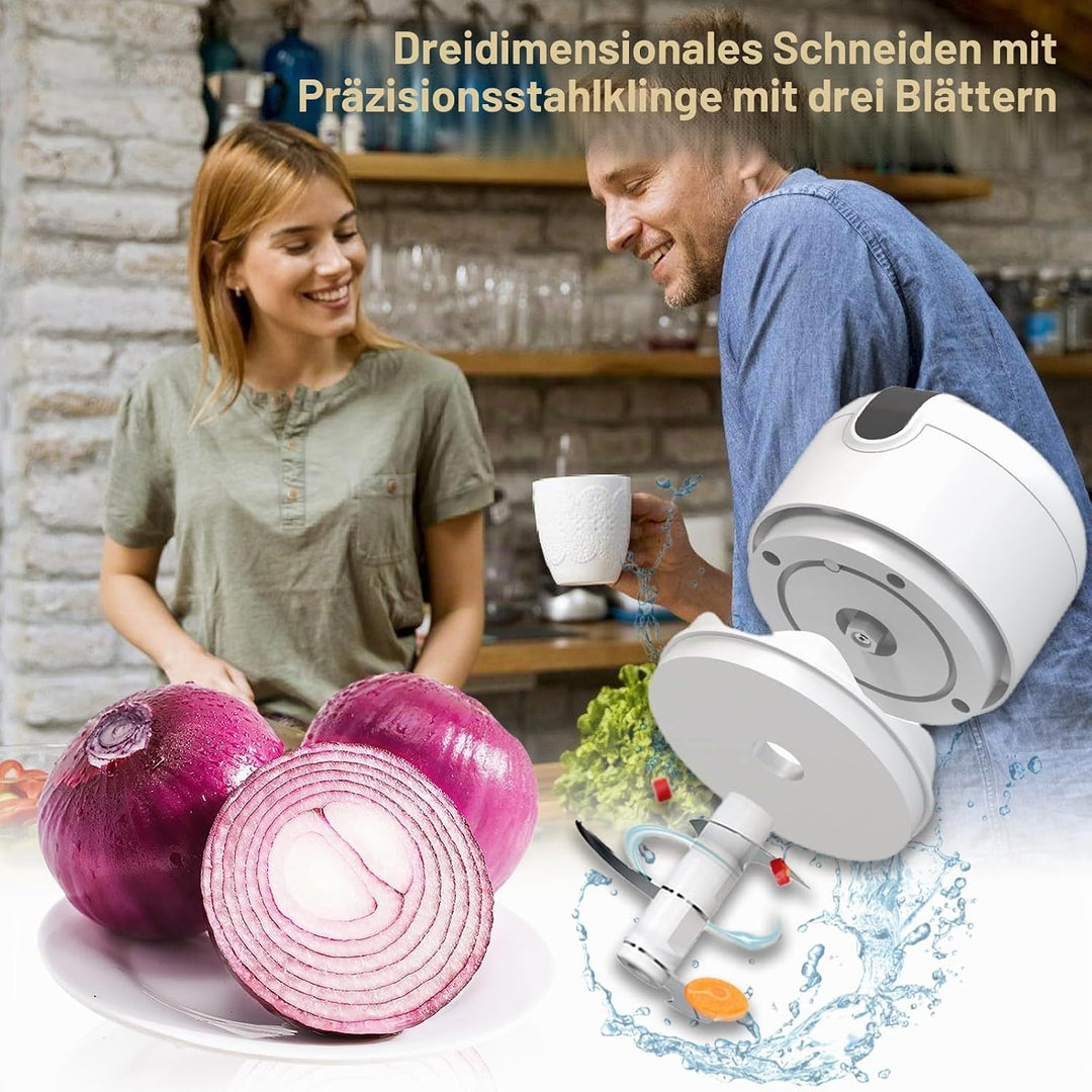 Elektrisch Zwiebelschneider Zwiebel Zerkleinerer: WIYETY Zwiebelhacker USB Wiederaufladbare mit 3 Mi