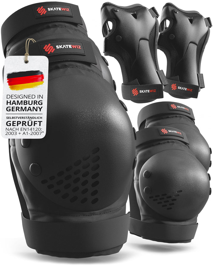 SKATEWIZ Skate Protektoren für Kinder &amp; Erwachsene in 6 Farben - Knieschützer Kinder Set [6pc] SMASH