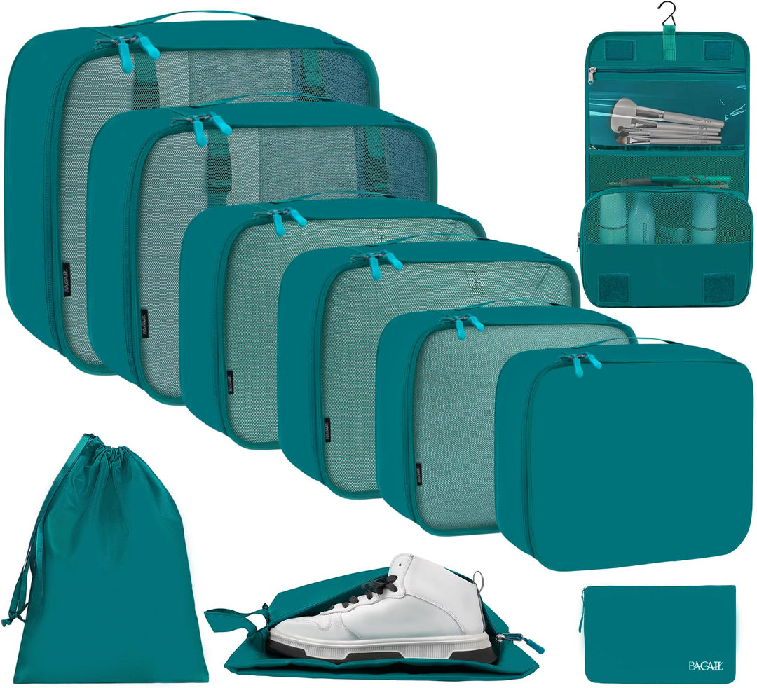 BAGAIL 10er-Set Packwürfel in verschiedenen Grössen Packorganizer für Reisezubehör Handgepäckkoffer