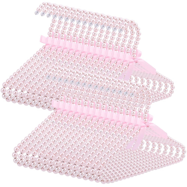 INFUNLY 30 Stück Rosa Perlen Kleiderbügel 11.4 x 8.7 Rosa Perlen Perlen Kleiderständer Kleiner Perle