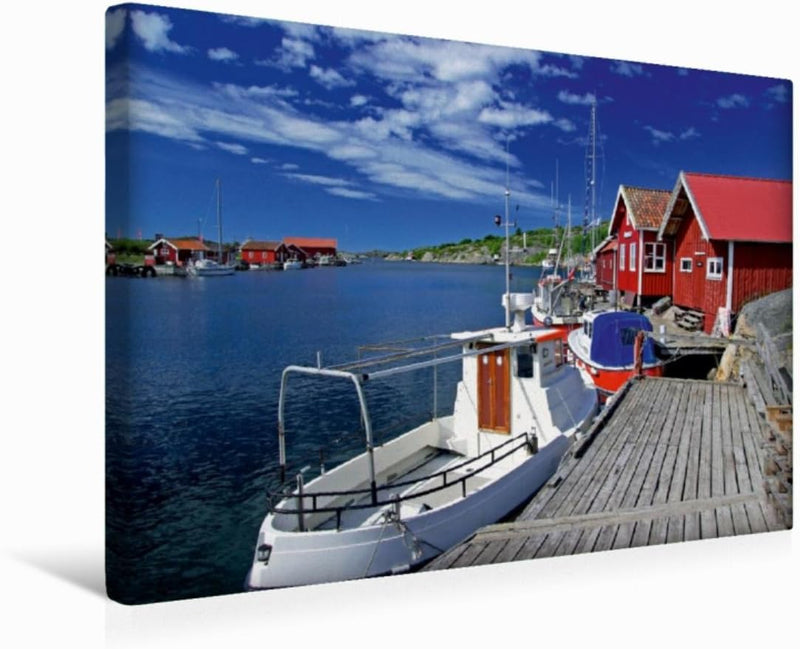 Premium Textil-Leinwand 45 x 30 cm Quer-Format Schweden: Kleiner Hafen an der Westküste | Wandbild,