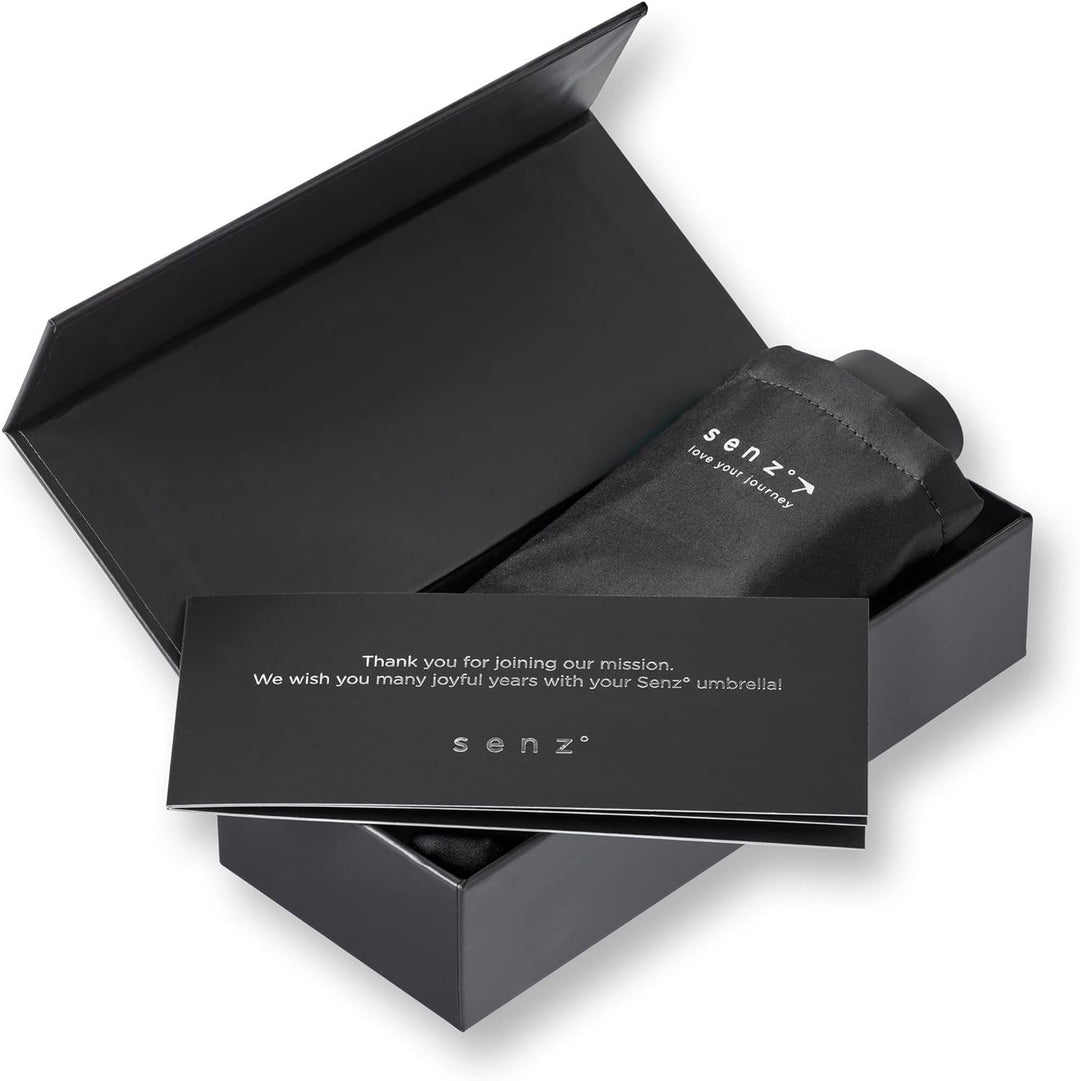 Senz 1010-0900 Micro Faltbarer Regenschirm Pure Black, Schwarz
