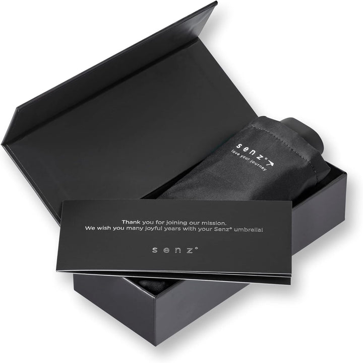 Senz 1010-0900 Micro Faltbarer Regenschirm Pure Black, Schwarz