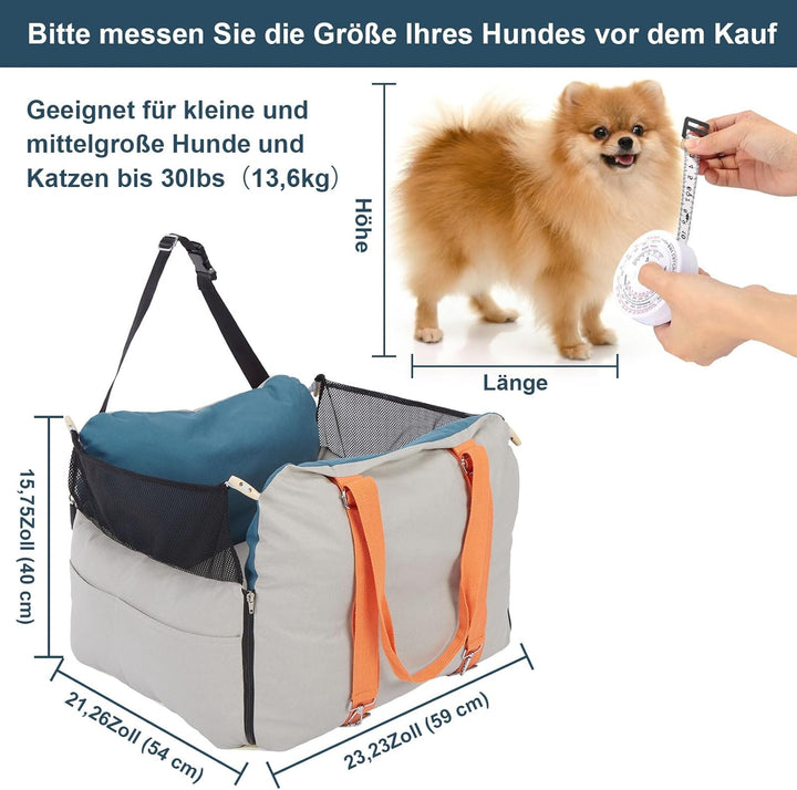 Ownpets Hunde Autositz für kleine bis mittlere Hunde, Waschbarer Hundesitz Auto, Hundebett Auto, Erh