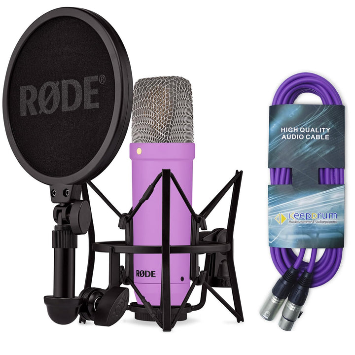 Rode NT1 Signature Purple Studio-Mikrofon Lila + keepdrum XLR-Kabel Lila