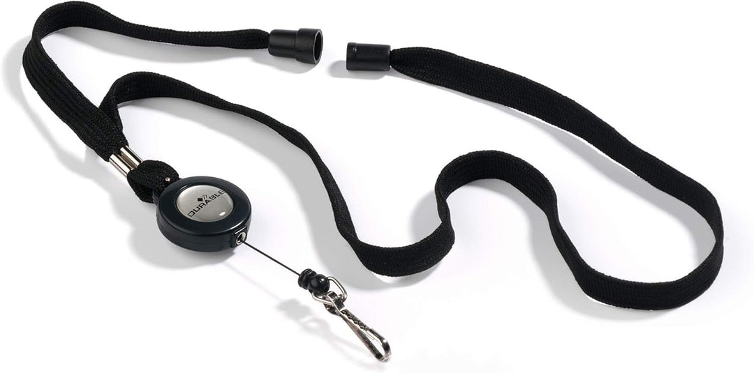 Durable Halsband mit Sicherheitsverschluss und ausziehbarem Federhaken, 10 Stück, schwarz, 822301