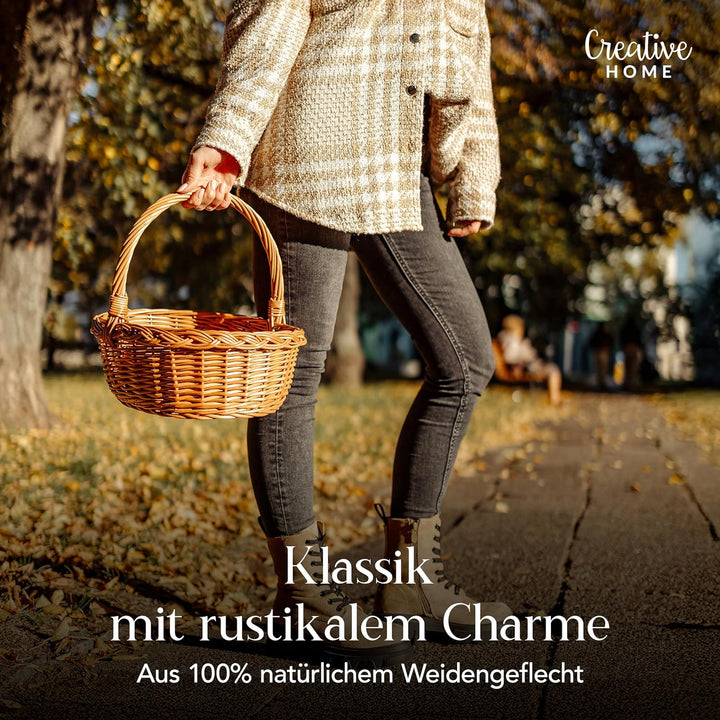 Creative Home Osterkorb Picknickkorb Weidenkorb mit Henkel Einkaufskorb | 35 x 30 x 35 cm (+/- 1 cm)