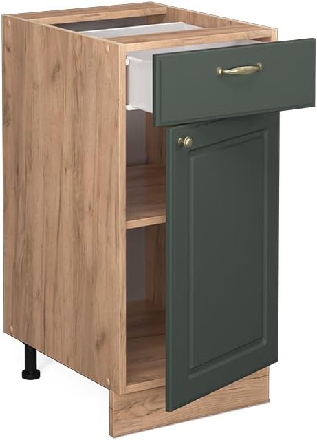 Vicco Küchenunterschrank Fame-Line, Grün-Gold Landhaus, 40 cm ohne Arbeitsplatte, zur Kombination mi