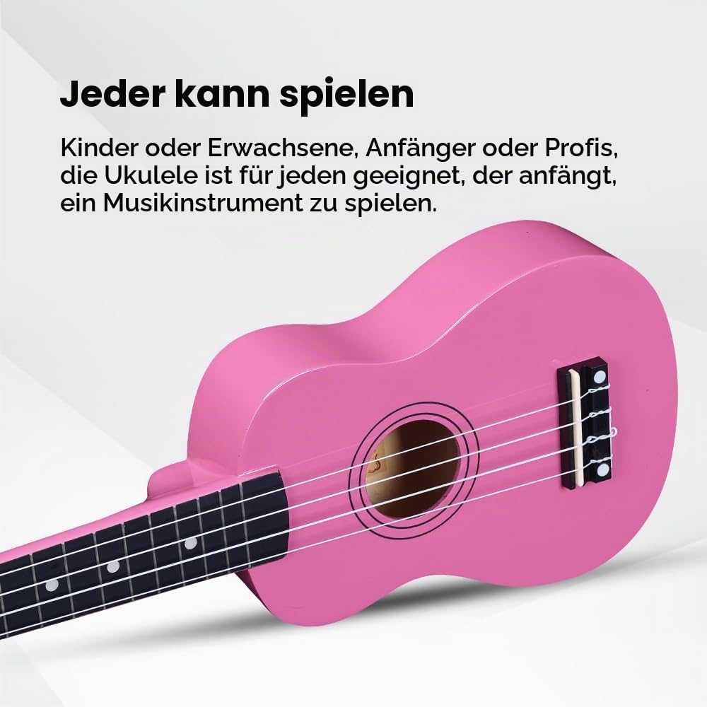 Winzz Sopran Ukulele Starter Kit für Anfänger mit Tasche, Clip-On Tuner, Zusätzlichen Saiten, Gurt,