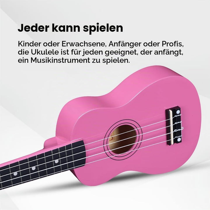 Winzz Sopran Ukulele Starter Kit für Anfänger mit Tasche, Clip-On Tuner, Zusätzlichen Saiten, Gurt,
