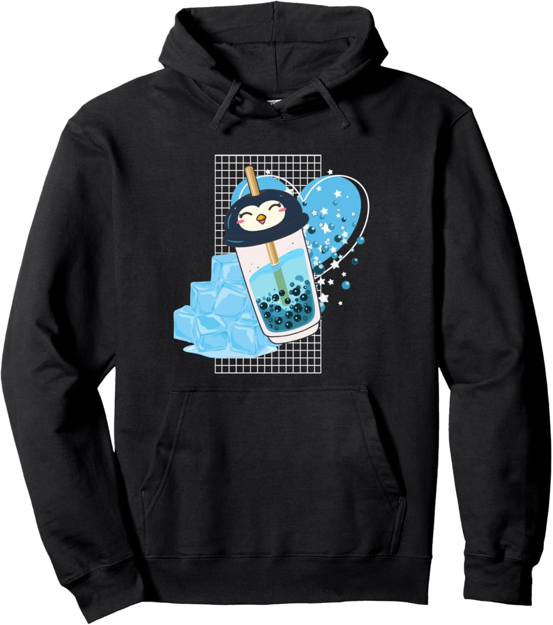 Niedlicher Kawaii-Boba-Tee, Pinguin, Bubble-Tee, japanischer Anime-Mädchen Pullover Hoodie
