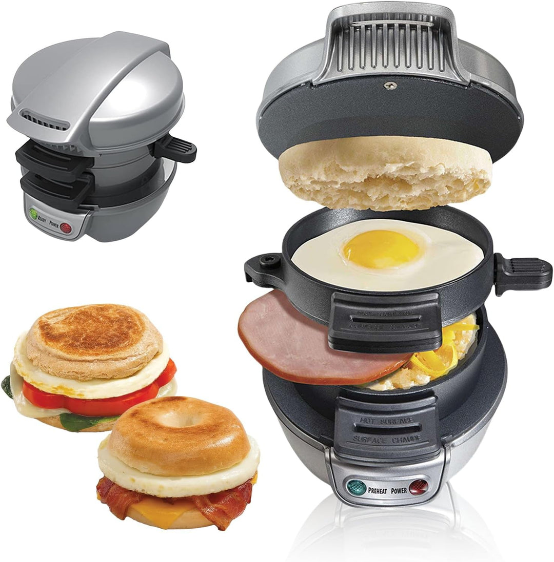 Elektrischer Sandwichtoaster Burger Maker, Muffin Maker & Gegrillter Sandwichmaker, Mit OmelettRing,