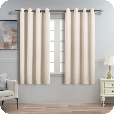 MRTREES Vorhänge Beige Blickdicht Gardinen Wohnzimmer Kurz Vorhang mit Ösen 2er Set, 160 cm Lang, 14