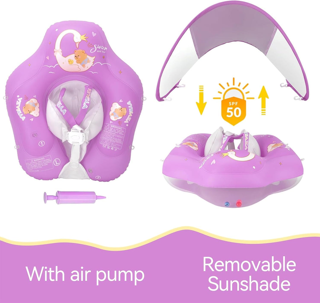 WYRIAZA Schwimmring Baby, Baby Schwimmring mit Sonnendach, Verstellbare Schultergurte, Baby Float Au