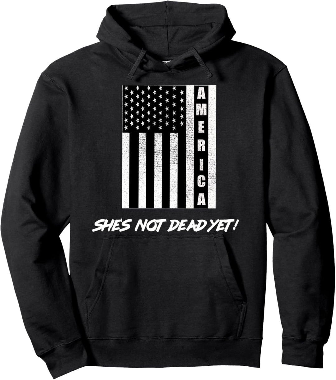 Amerikanische Flagge beunruhigter Schmutz Sie ist noch nicht Pullover Hoodie