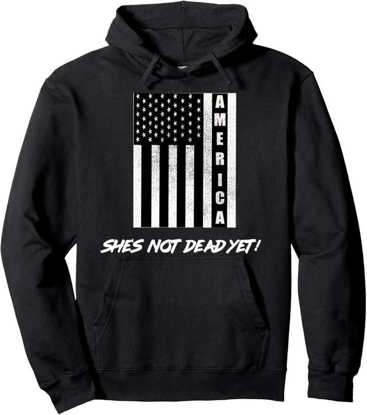 Amerikanische Flagge beunruhigter Schmutz Sie ist noch nicht Pullover Hoodie