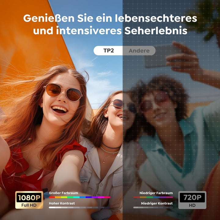 Mini Beamer 4K 1080P Unterstützt [Android 13 & 270° Drehbar] Smart Beamer Klein mit WiFi 6 Bluetooth