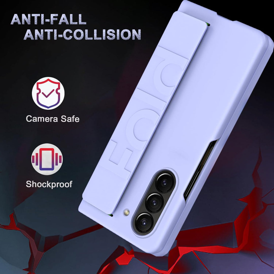 NINKI Samsung Galaxy Z Fold 5 Hülle mit Handschlaufe - Voller Schutz PC Bumper Case mit Gurt, Leicht