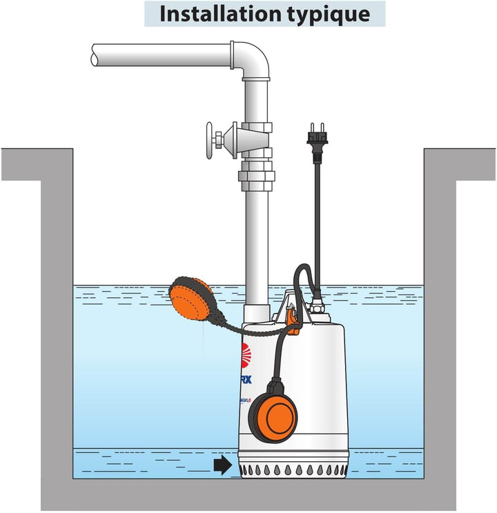 Hebepumpe für Regenwasser, Edelstahl, einphasig, 220 V – 0,55 kW – 220 l/min
