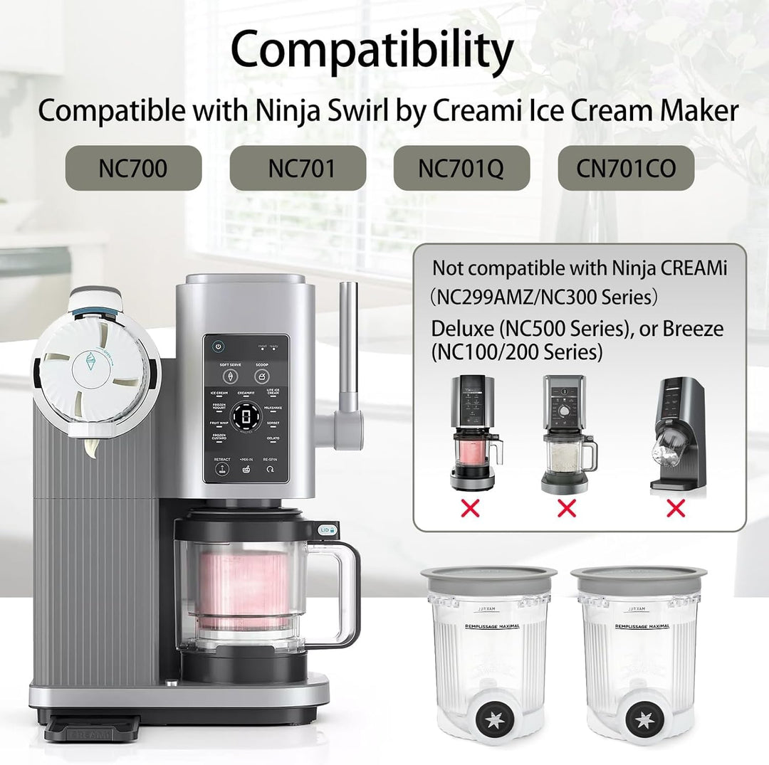 2 Stück Creami Behälter für Ninja Swirl, Tubs Zubehör für die Ninja Creami NC701 NC700 Serie, BPA-fr