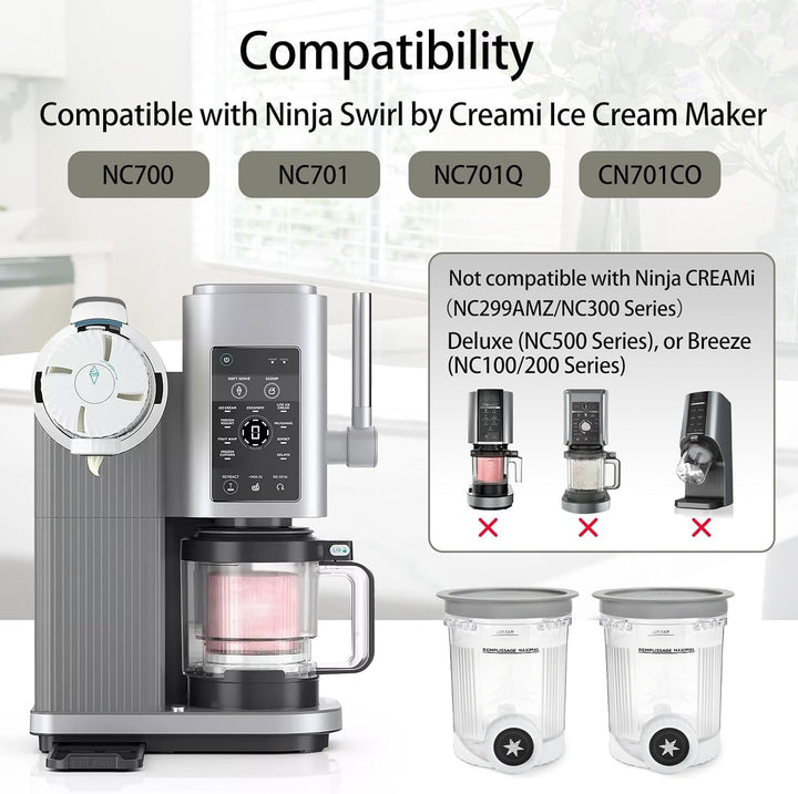 2 Stück Creami Behälter für Ninja Swirl, Tubs Zubehör für die Ninja Creami NC701 NC700 Serie, BPA-fr