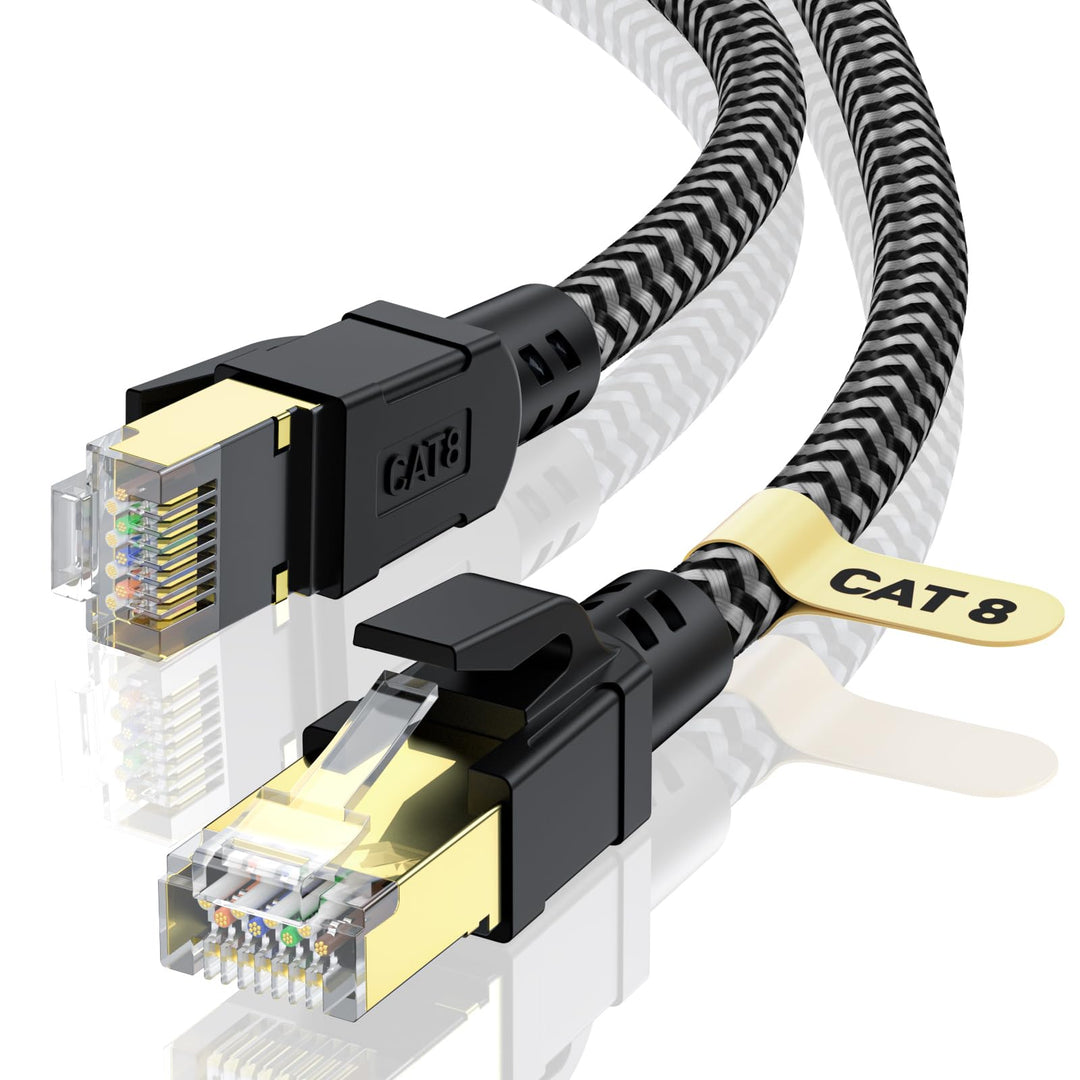 Cat 8 Ethernet Kabel 8M, 40Gbps Netzwerkkabel Hochgeschwindigkeits 2000MHz Ethernet Kabel, Gigabit R