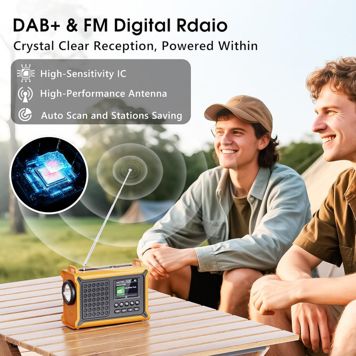 Mesqool DAB/DAB+/UKW Digitalradio mit Bluetooth 5.0, Solar Notfallradio mit Leselicht, 2,4" Farbdisp
