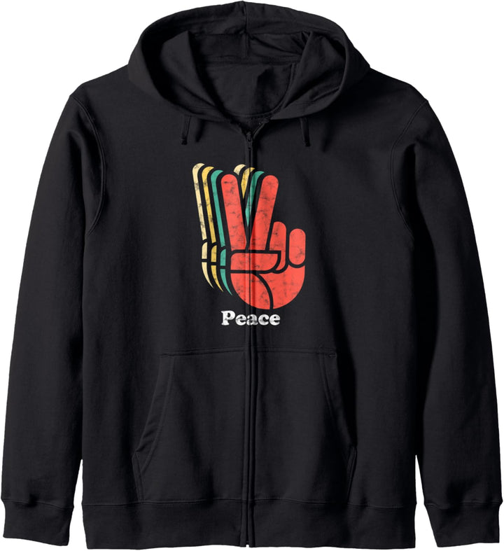 Retro Music - Peace - 60's 70's Hippie Kapuzenjacke
