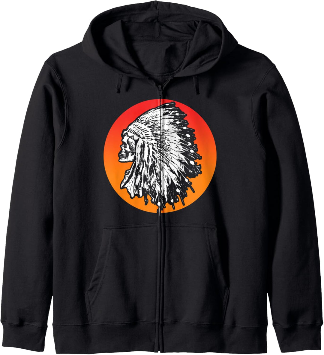 Retro Native American Sun Indian - Cool Skull & Headdress Kapuzenjacke