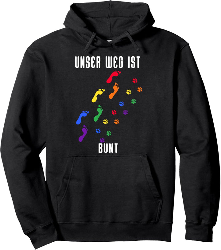 Der Weg ist bunt LGBTA Gay Pride CSD Fussabdrücke Hund Meister Pullover Hoodie