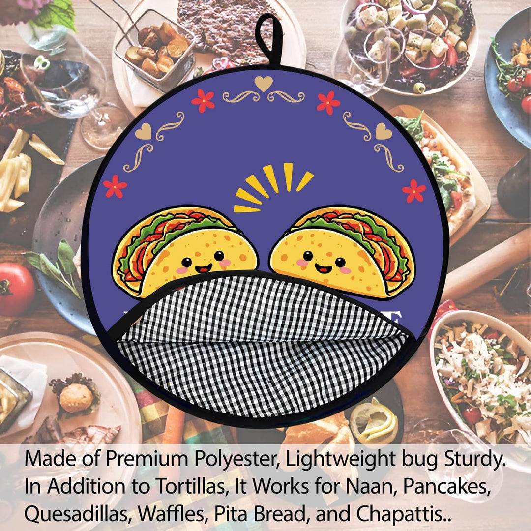 CREATCABIN Tortilla Wärmer Tacos Tortilla Halter Wärmer Tragbar Polyestergewebe Blau Doppeldruck Fri