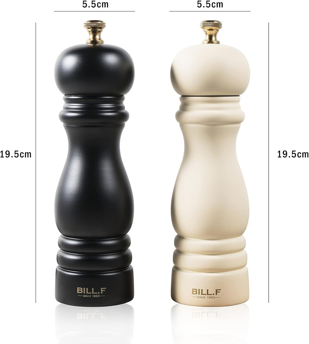 Bill.F Salz- und Pfeffermühlen-Set, Holz-Pfeffermühle, 2er-Set Manuelle Salz-Pfefferstreuer-Mühle, n