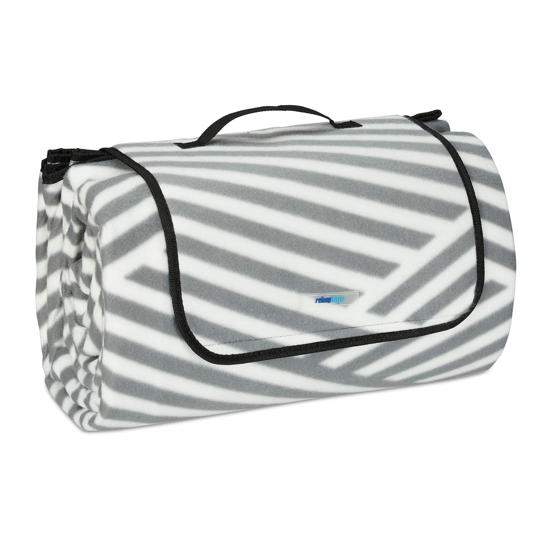 Relaxdays XXL Picknickdecke, 200x300 cm, Fleece Stranddecke weich, wärmeisoliert, wasserdicht, mit T