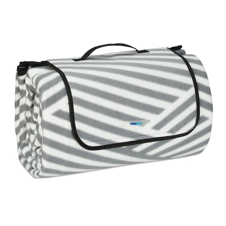 Relaxdays XXL Picknickdecke, 200x300 cm, Fleece Stranddecke weich, wärmeisoliert, wasserdicht, mit T