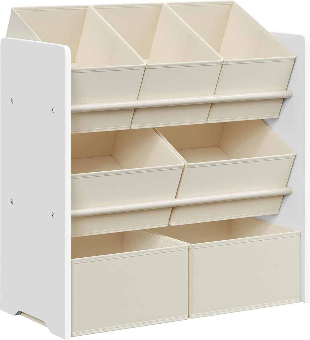 SONGMICS Kinderregal, Spielzeugregal, Bücherregal Kinder, mit 7 Aufbewahrungsboxen aus Vliesstoff, K