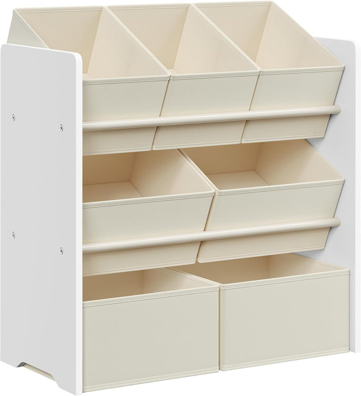 SONGMICS Kinderregal, Spielzeugregal, Bücherregal Kinder, mit 7 Aufbewahrungsboxen aus Vliesstoff, K