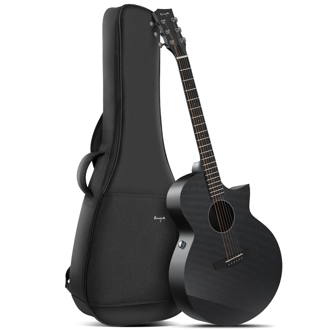 Enya X3 PRO Gitarre Set - 41 Zoll Schwarz Kohlefaser Elektro-Akustische Gitarren für Kinder Erwachse