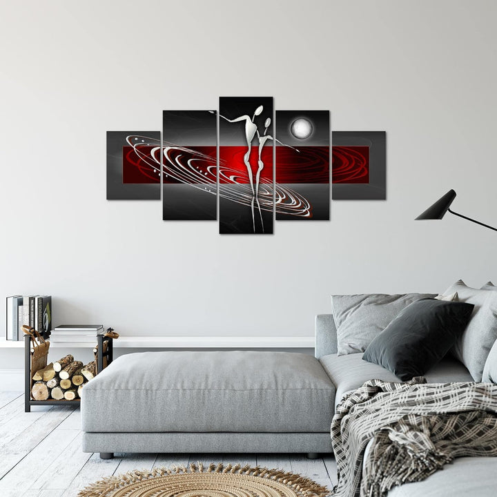 Runa Art Bild Wohnzimmer Schlafzimmer Abstrakt Figuren 5 Teilig Liebespaar Rot Grau Wandbilder auf V