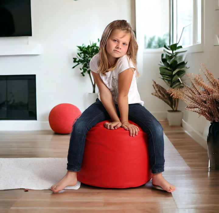 Ecopuf® Point SitzpoufZylinder Hocker Kunstleder Sitzhocker voll mit Styroporkugeln - Puff 55x40cm R