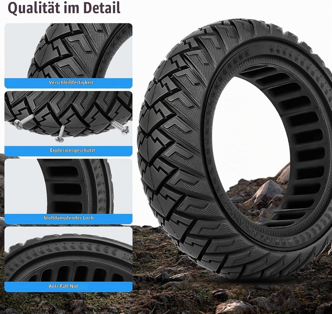 SYACHI 10x2,70-6,5 Offroad-Vollreifen für Elektroroller, Schlauchloser Offroad-Reifen, 10 Zoll Schla