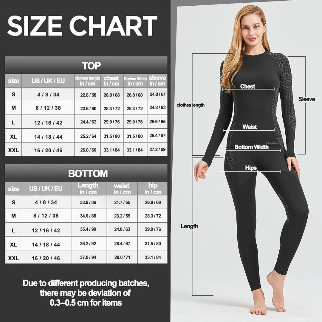UNIQUEBELLA Damen Thermo-unterwäsche Set, Thermoshirt Damen Langarm, Skiunterwäsche Damen Winter Fun