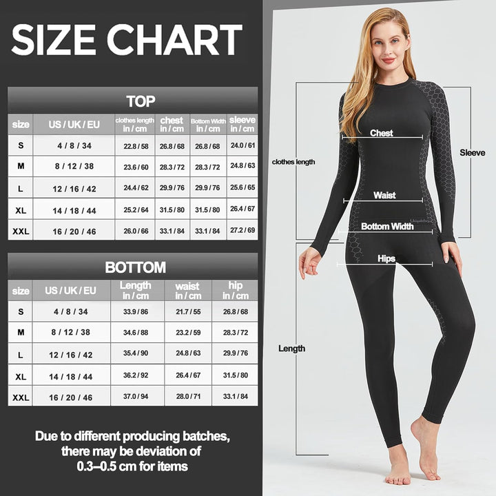 UNIQUEBELLA Damen Thermo-unterwäsche Set, Thermoshirt Damen Langarm, Skiunterwäsche Damen Winter Fun