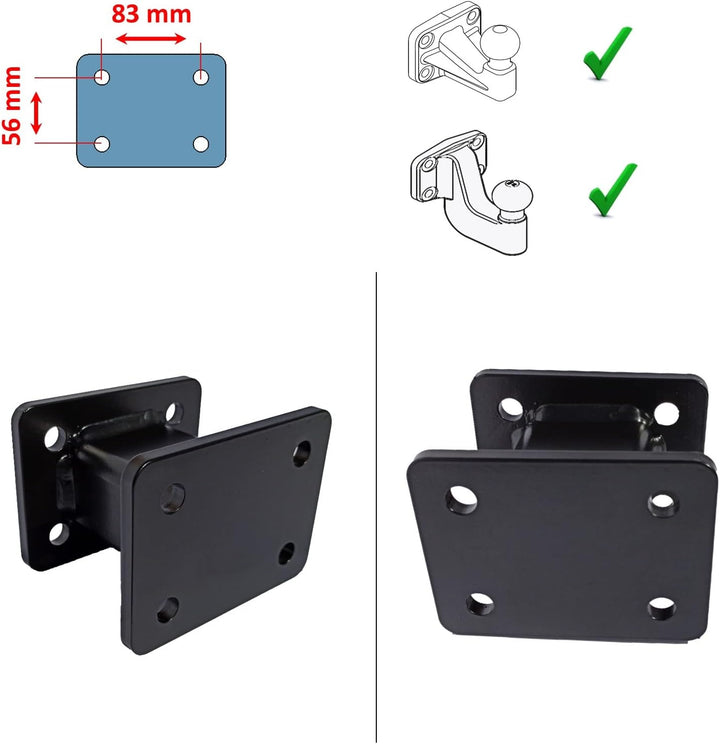 XIMPLIO Anhängerkupplung Verlängerung 100 mm Hakenverlängerung Adapter für AHK-Anschraubplatte Flans
