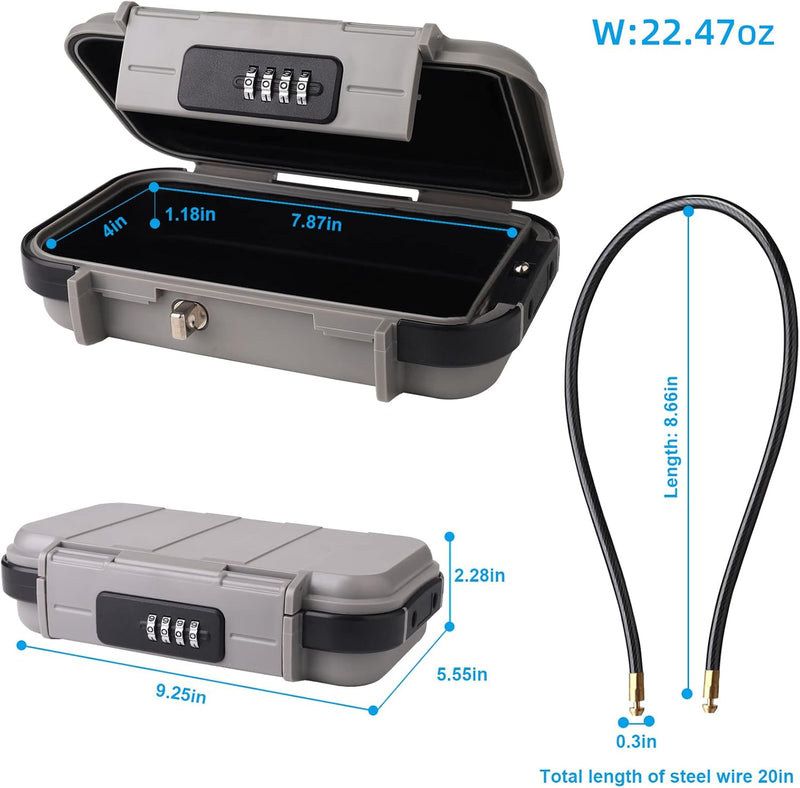NBYT Tragbarer Safe Box, Zahlenschloss Code, wasserdichter Anti-Diebstahl-Mini-Reisesafe mit abnehmb