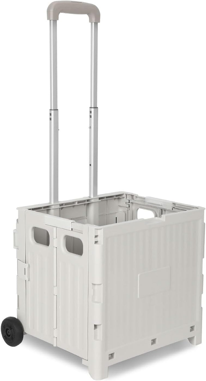 Einkaufstrolley Klappbar, mit neigbarer Teleskopgriff & Deckel, 2 x Rollen, bis 35 kg, 45 Liter Kist