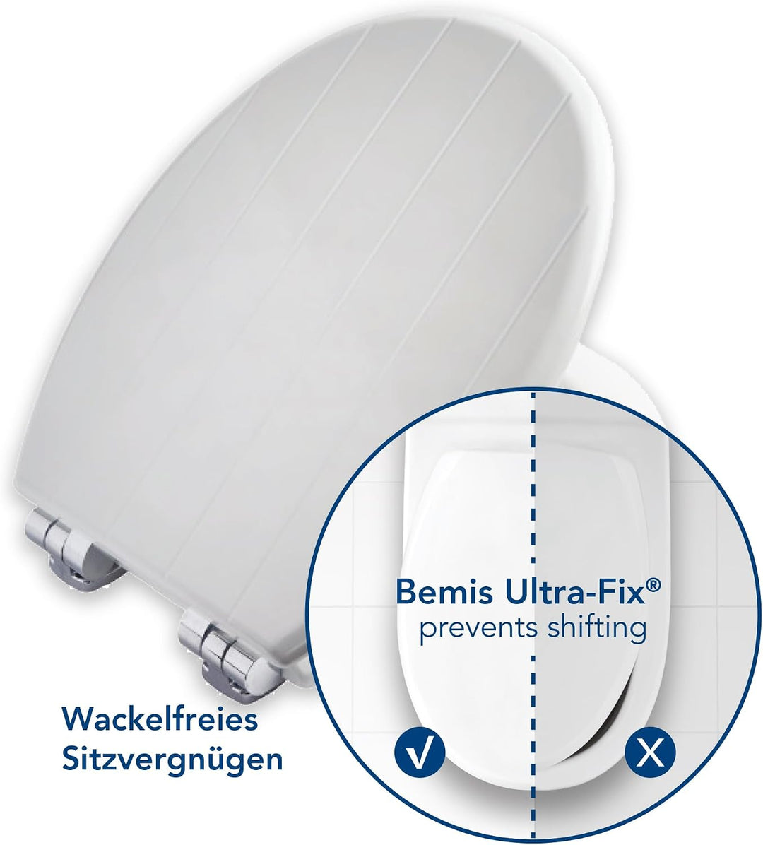 BEMIS Cottage weiss Formholzsitz mit Absenkautomatik | WC-Sitz löst sich nicht | Ultra-Fix Bodenbefe