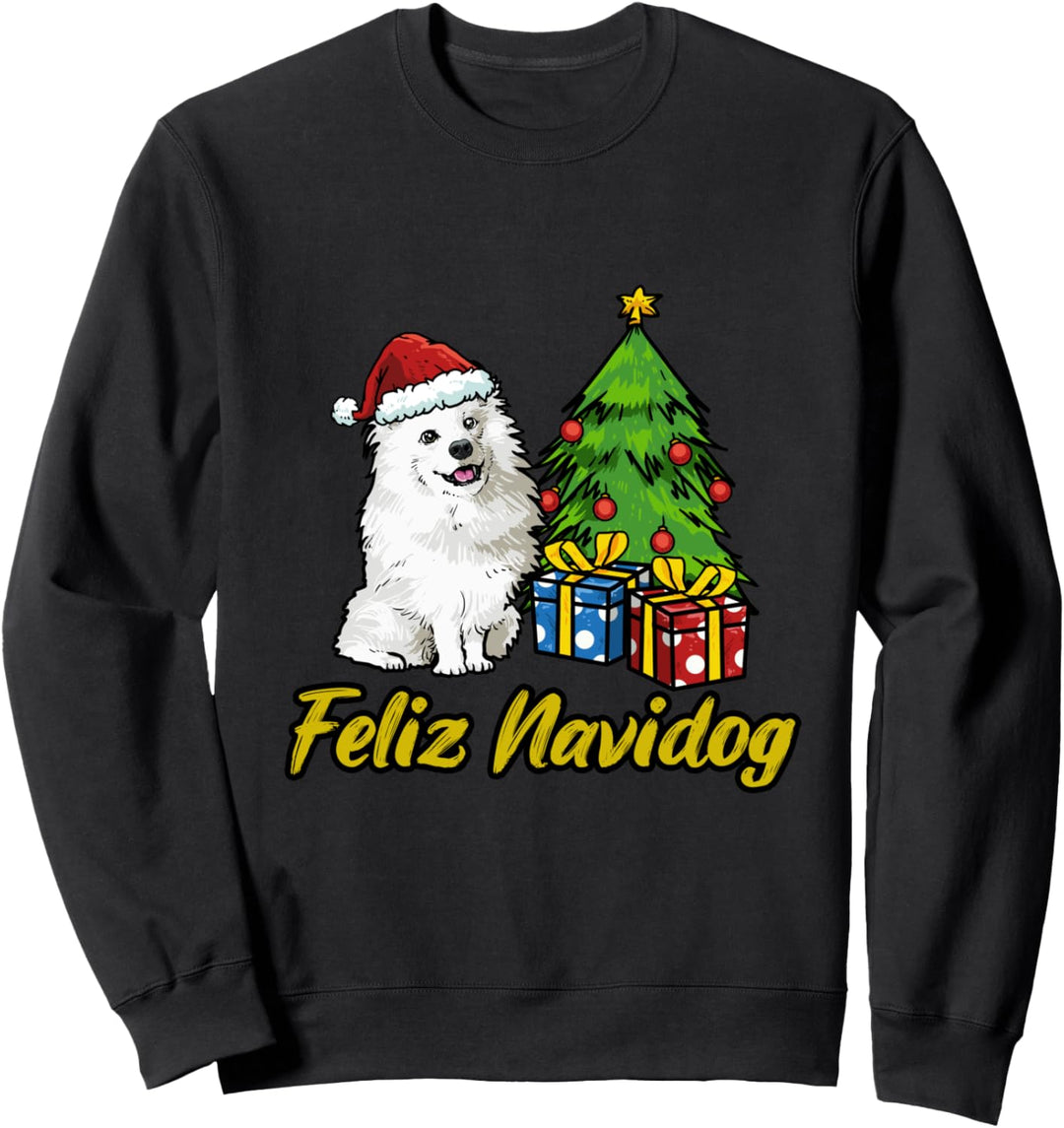 Feliz Navidog Samojede Geschenk Hunde Weihnachts Sweatshirt