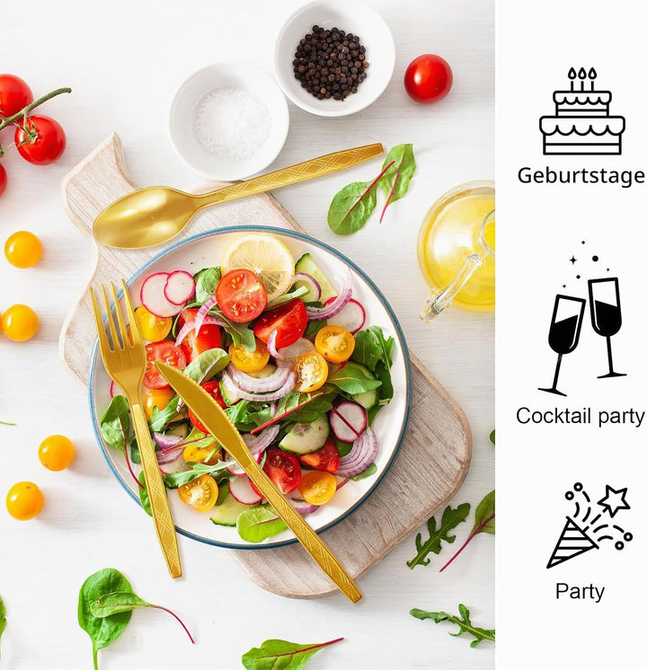 150 Stück Wiederverwendbaren Besteck Set, Party Besteck Mit Gabeln Messer Und Löffel Reusable Für Fa